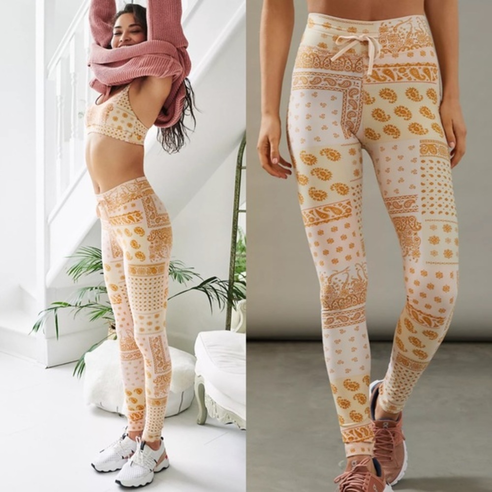 The Upside Carmen Bandana Leggings Anthropologie Medium Rust Orange